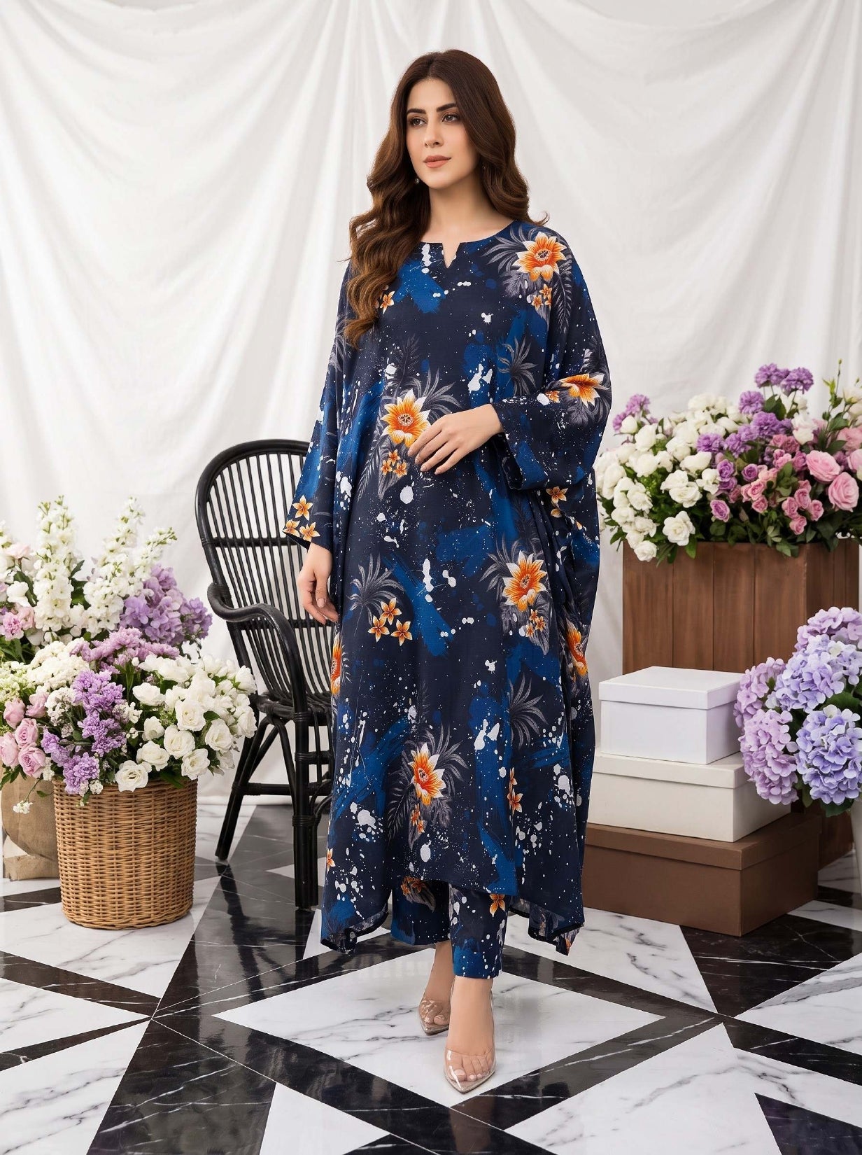 2PC Grid Khaddar D-016