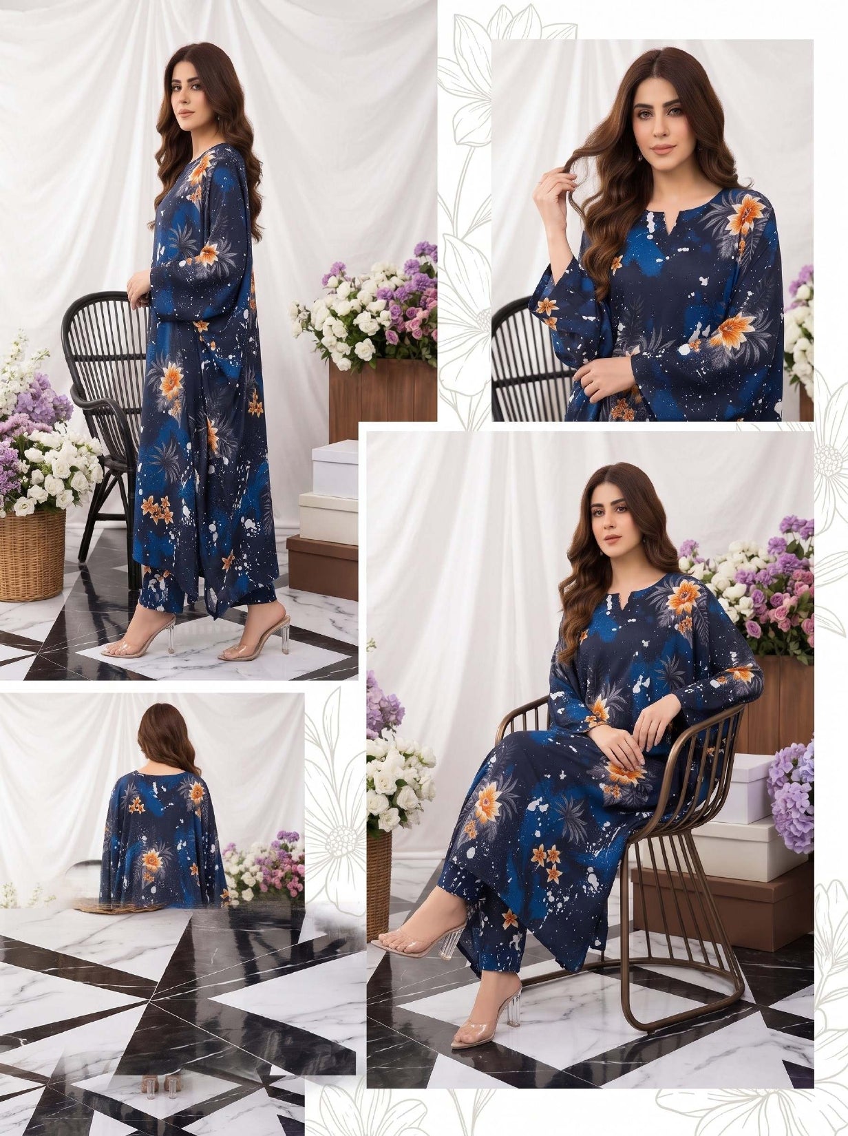 2PC Grid Khaddar D-016