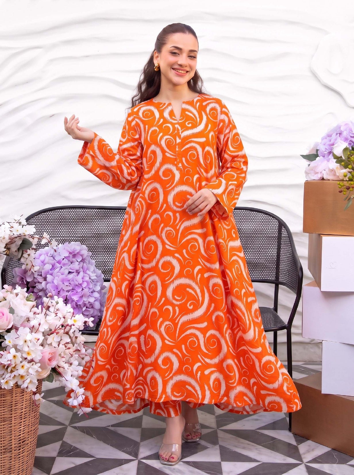 2PC Grid Khaddar D-017