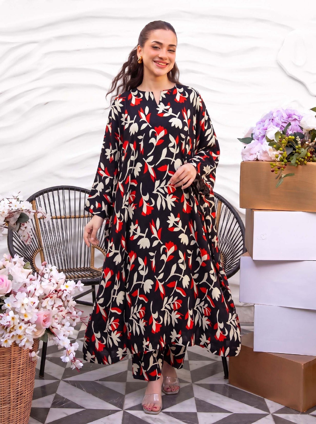 2PC Grid Khaddar D-019