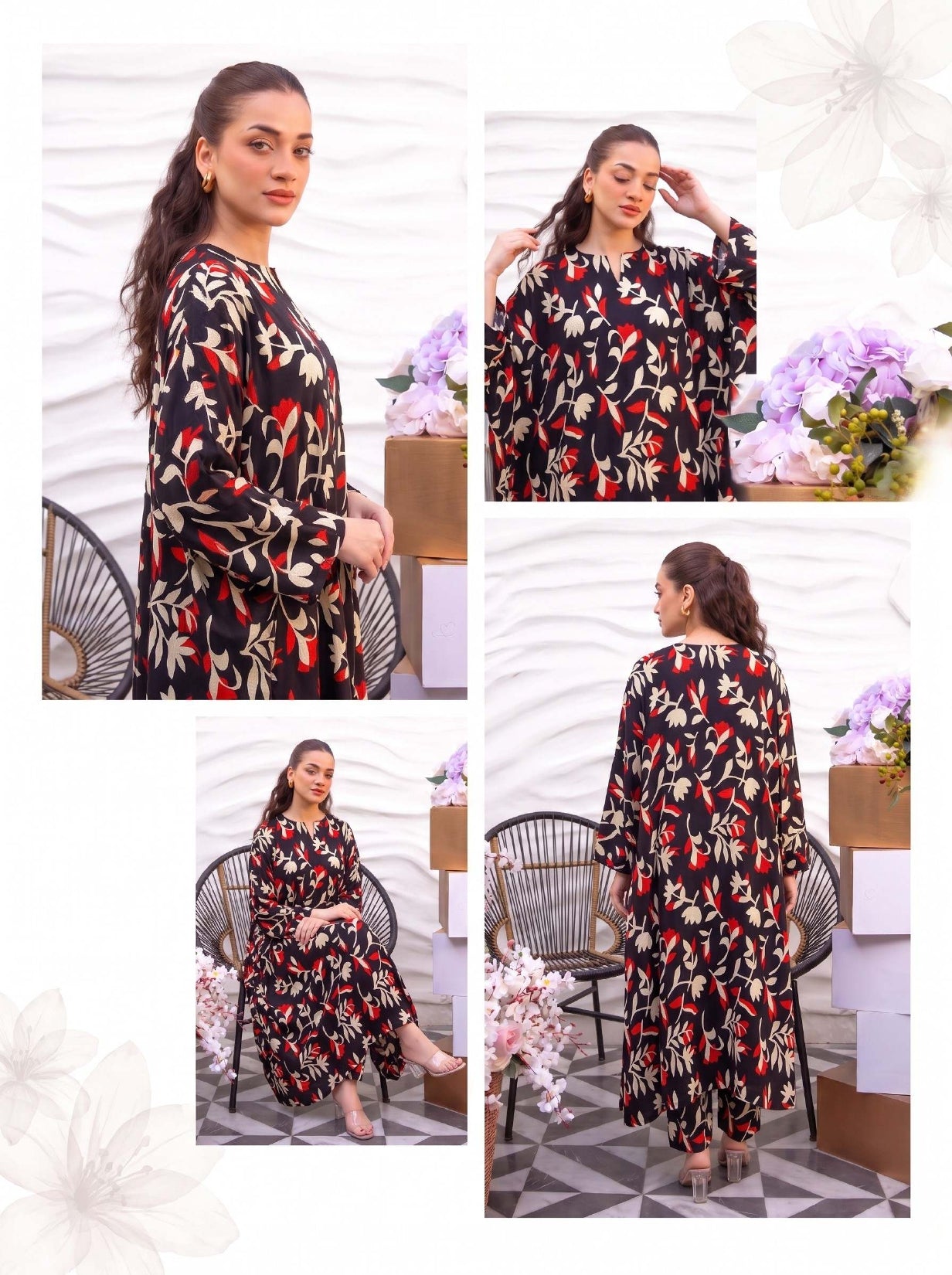 2PC Grid Khaddar D-019