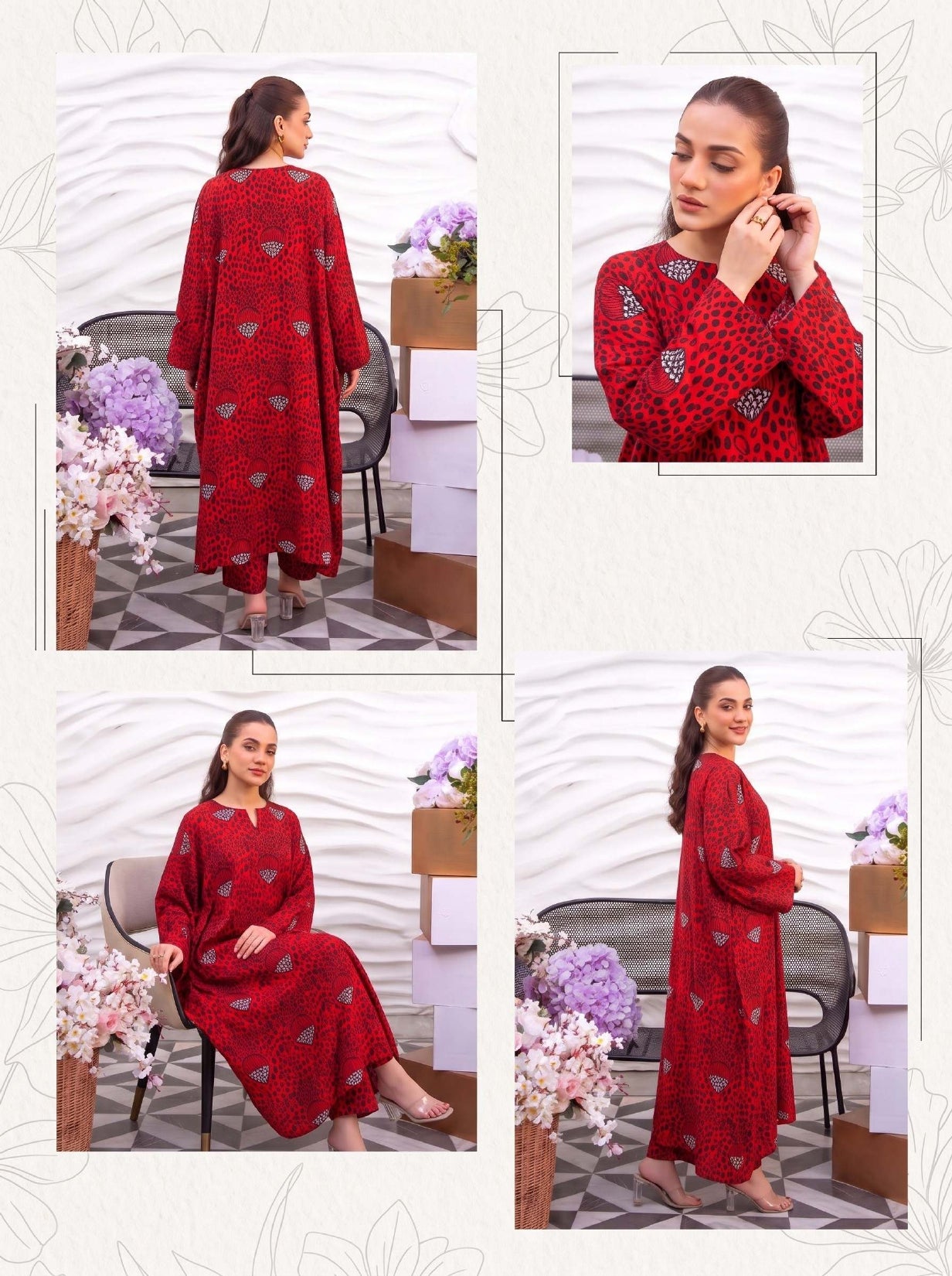 2PC Grid Khaddar D-020