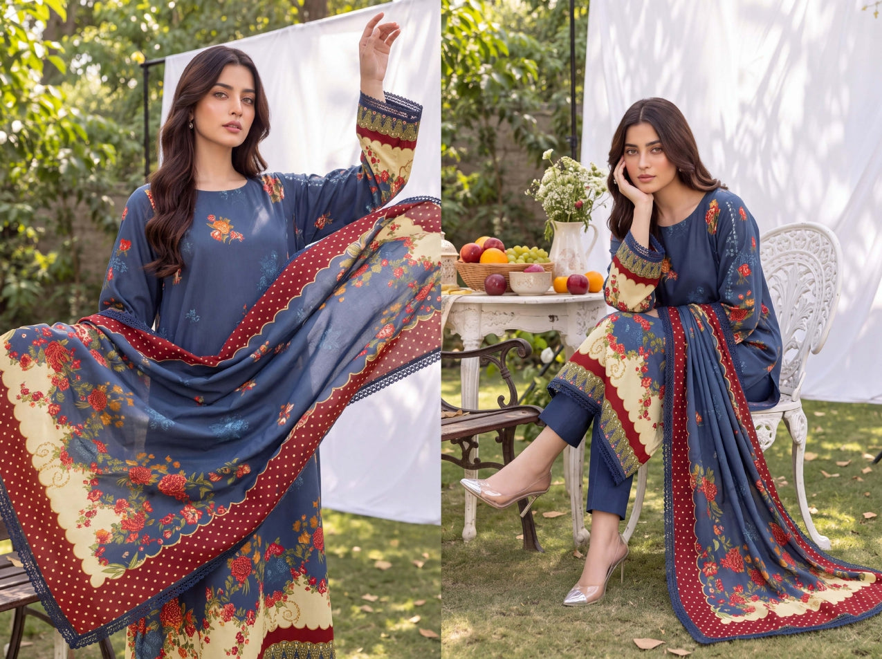 3PC RUPAS DIGITAL PRINT LINEN VL-133-D#09