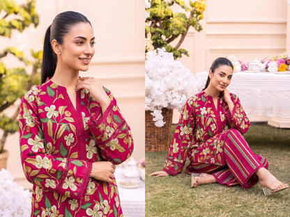 RUPAS Printed Grid Khaddar 2Piece V-142- D-08