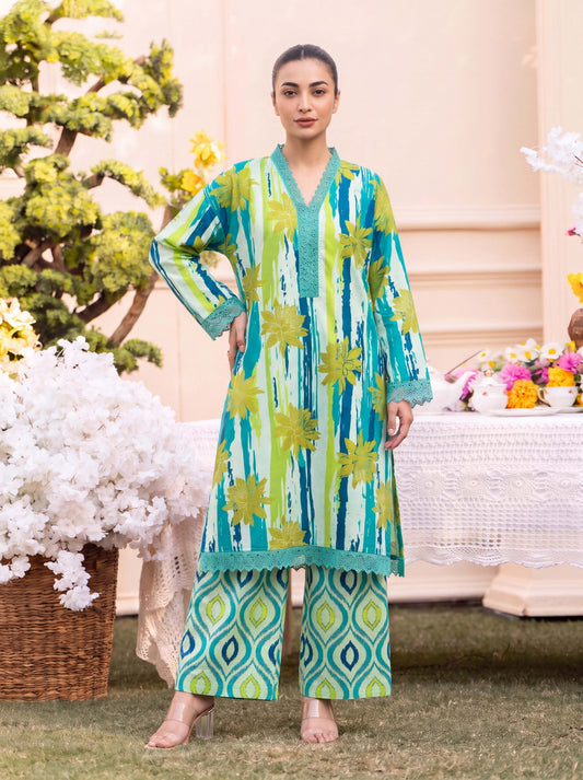 RUPAS Printed Grid Khaddar 2Piece V-142- D-09