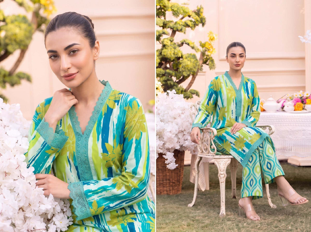 RUPAS Printed Grid Khaddar 2Piece V-142- D-09