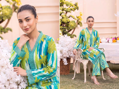 RUPAS Printed Grid Khaddar 2Piece V-142- D-09