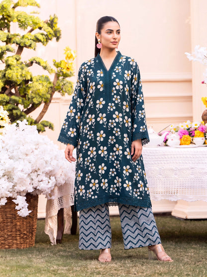 RUPAS Printed Grid Khaddar 2Piece V-142- D-010