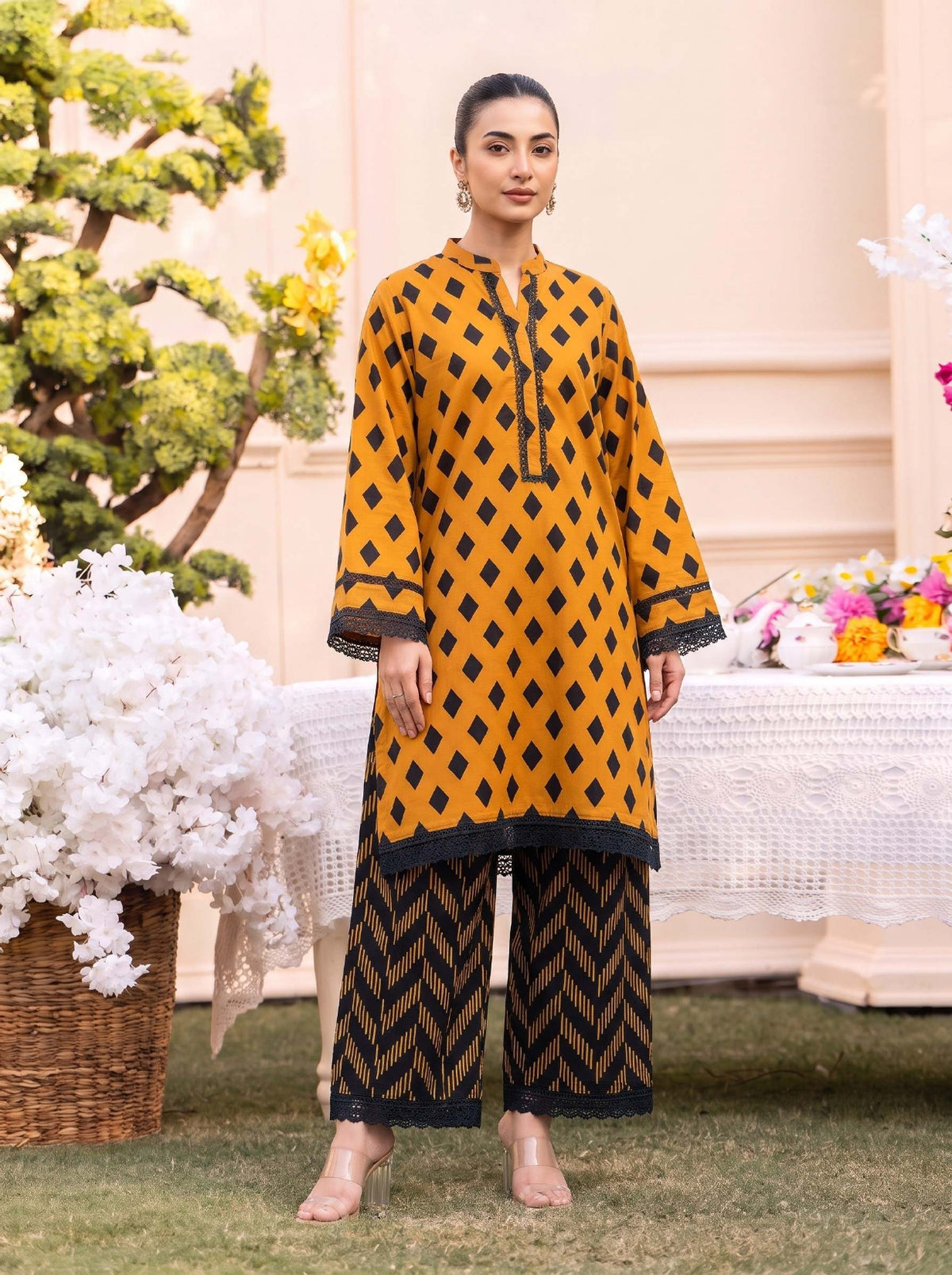 RUPAS Printed Grid Khaddar 2Piece V-142- D-012