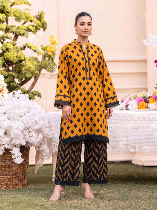 RUPAS Printed Grid Khaddar 2Piece V-142- D-012