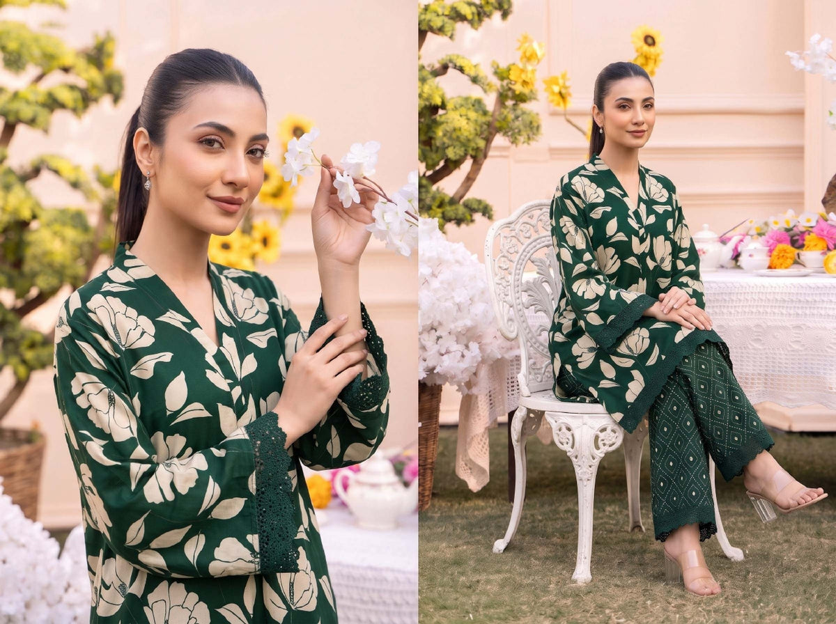 RUPAS Printed Grid Khaddar 2Piece V-142- D-05