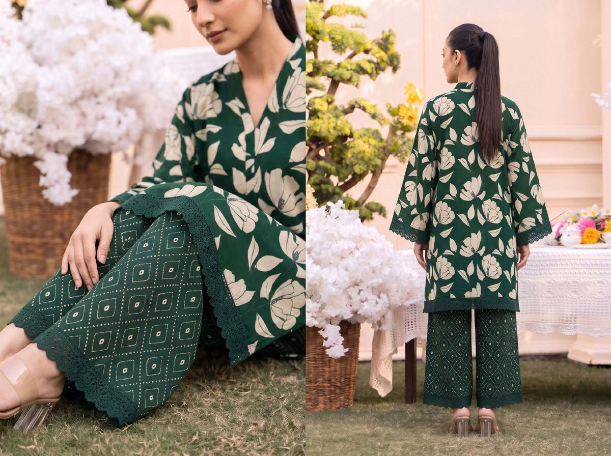 RUPAS Printed Grid Khaddar 2Piece V-142- D-05