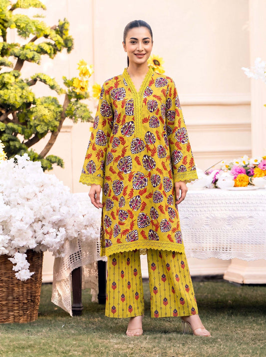 RUPAS Printed Grid Khaddar 2Piece V-142- D-06