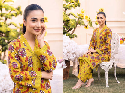 RUPAS Printed Grid Khaddar 2Piece V-142- D-06