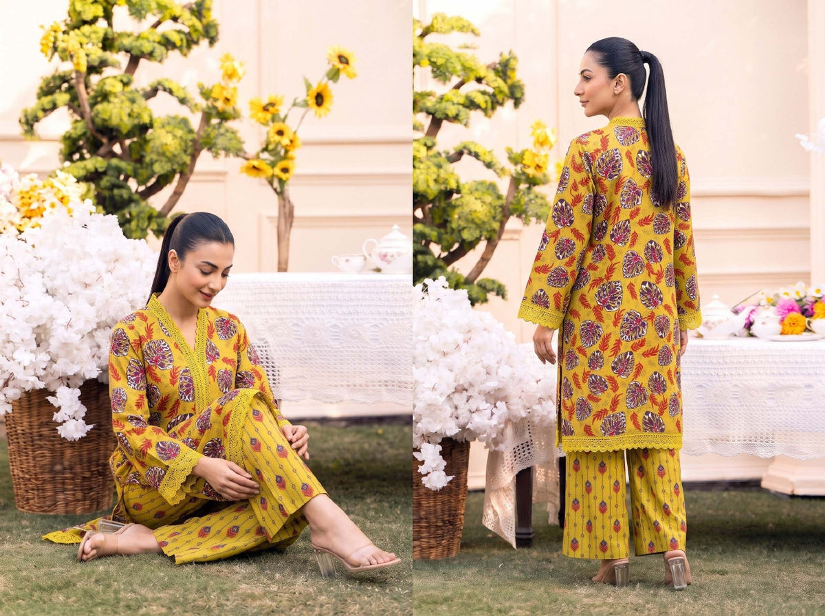 RUPAS Printed Grid Khaddar 2Piece V-142- D-06