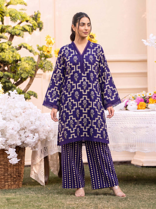 RUPAS Printed Grid Khaddar 2Piece V-142- D-07