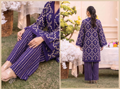 RUPAS Printed Grid Khaddar 2Piece V-142- D-07