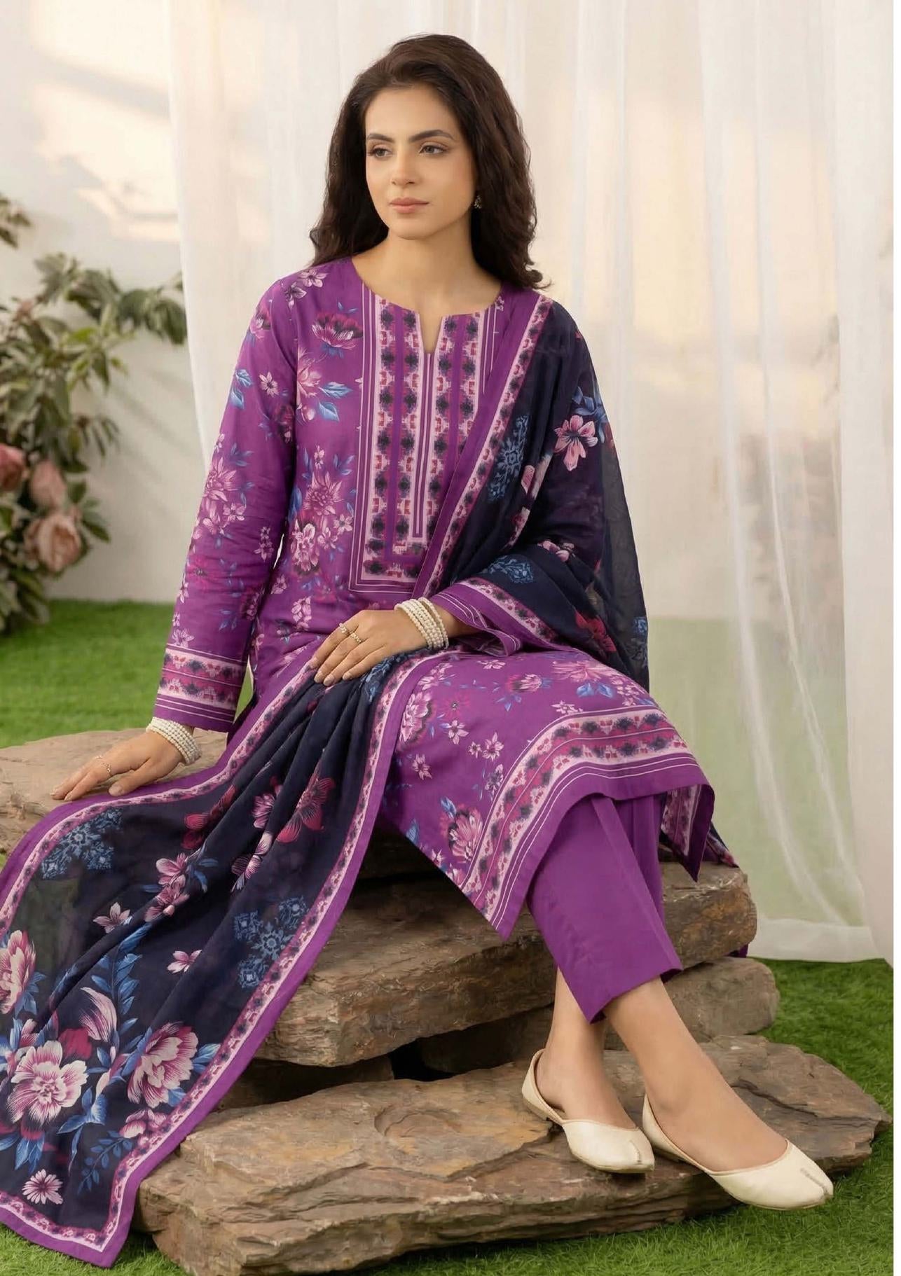 3PC UN-STITCHED LAWN RCL-48