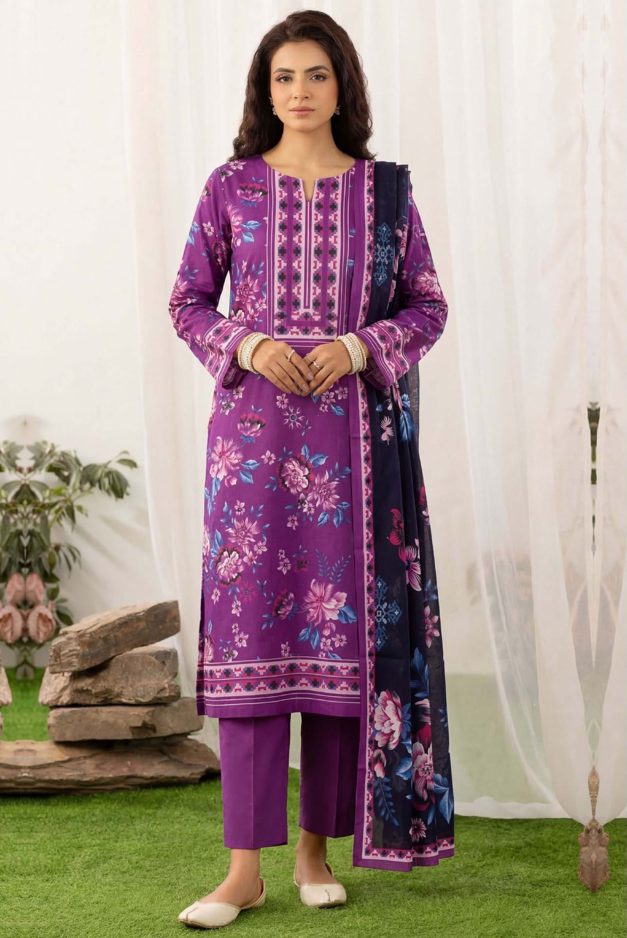 3PC UN-STITCHED LAWN RCL-48