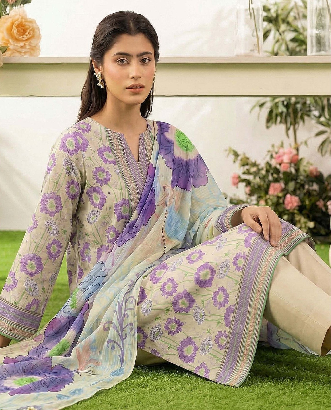 3PC UN-STITCHED LAWN RCL-45