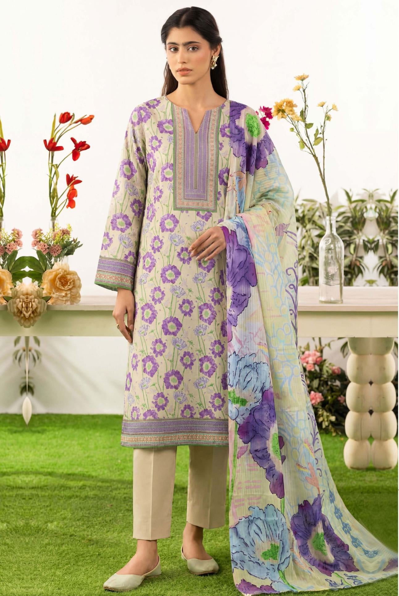 3PC UN-STITCHED LAWN RCL-45
