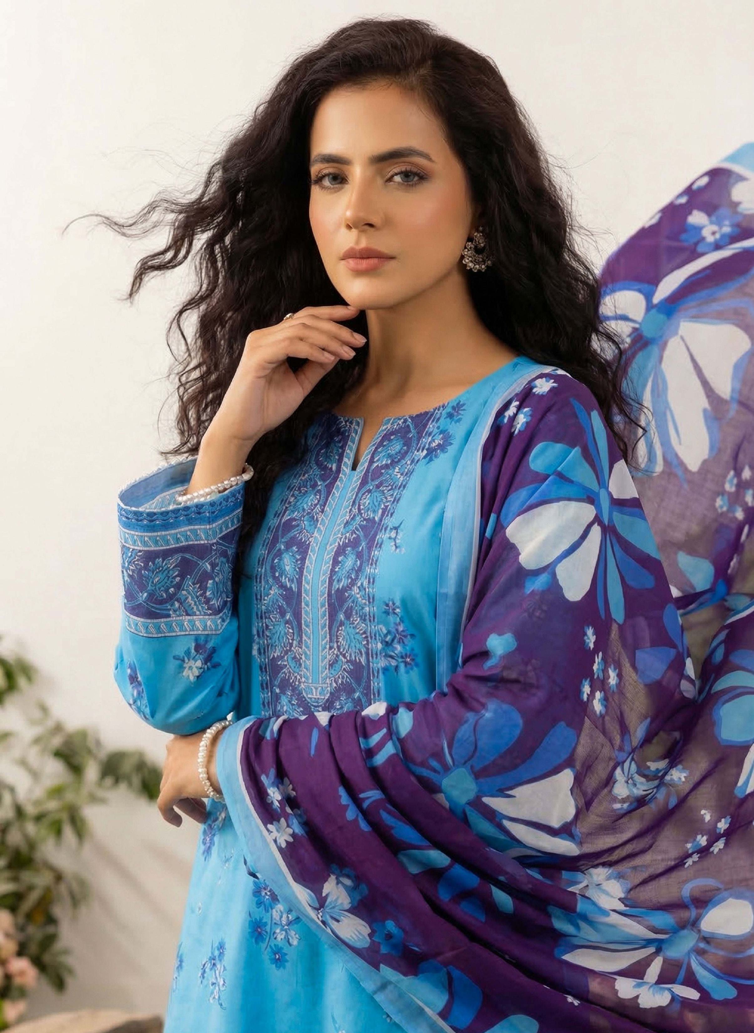 3PC UN-STITCHED LAWN RCL-43