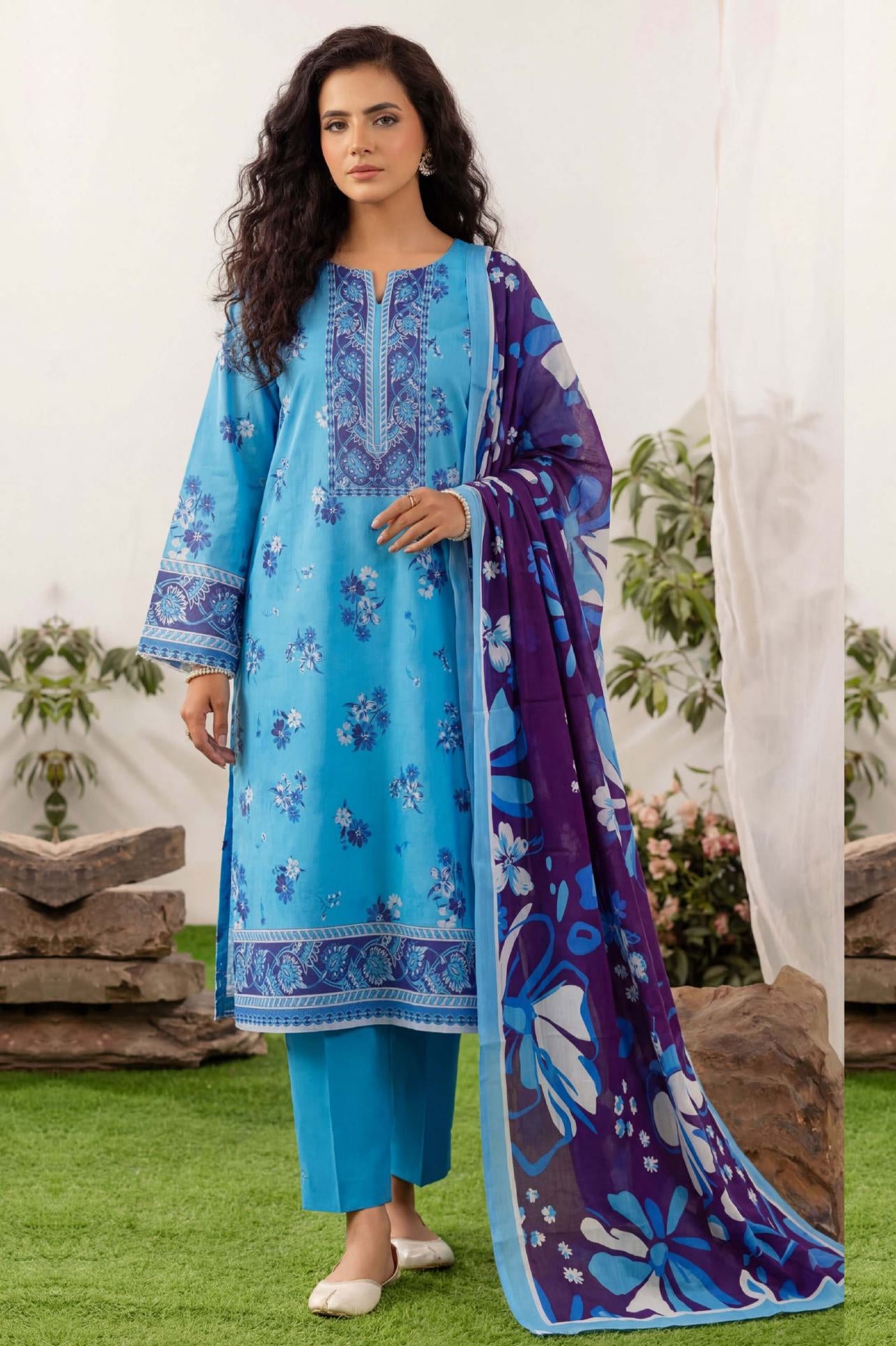 3PC UN-STITCHED LAWN RCL-43