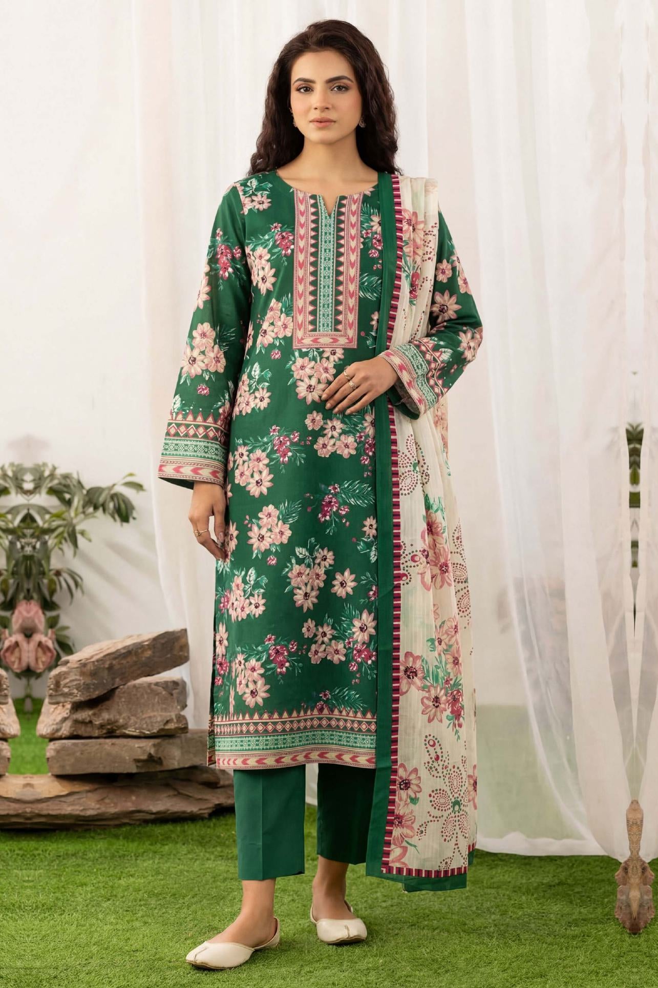 3PC UN-STITCHED LAWN RCL-49