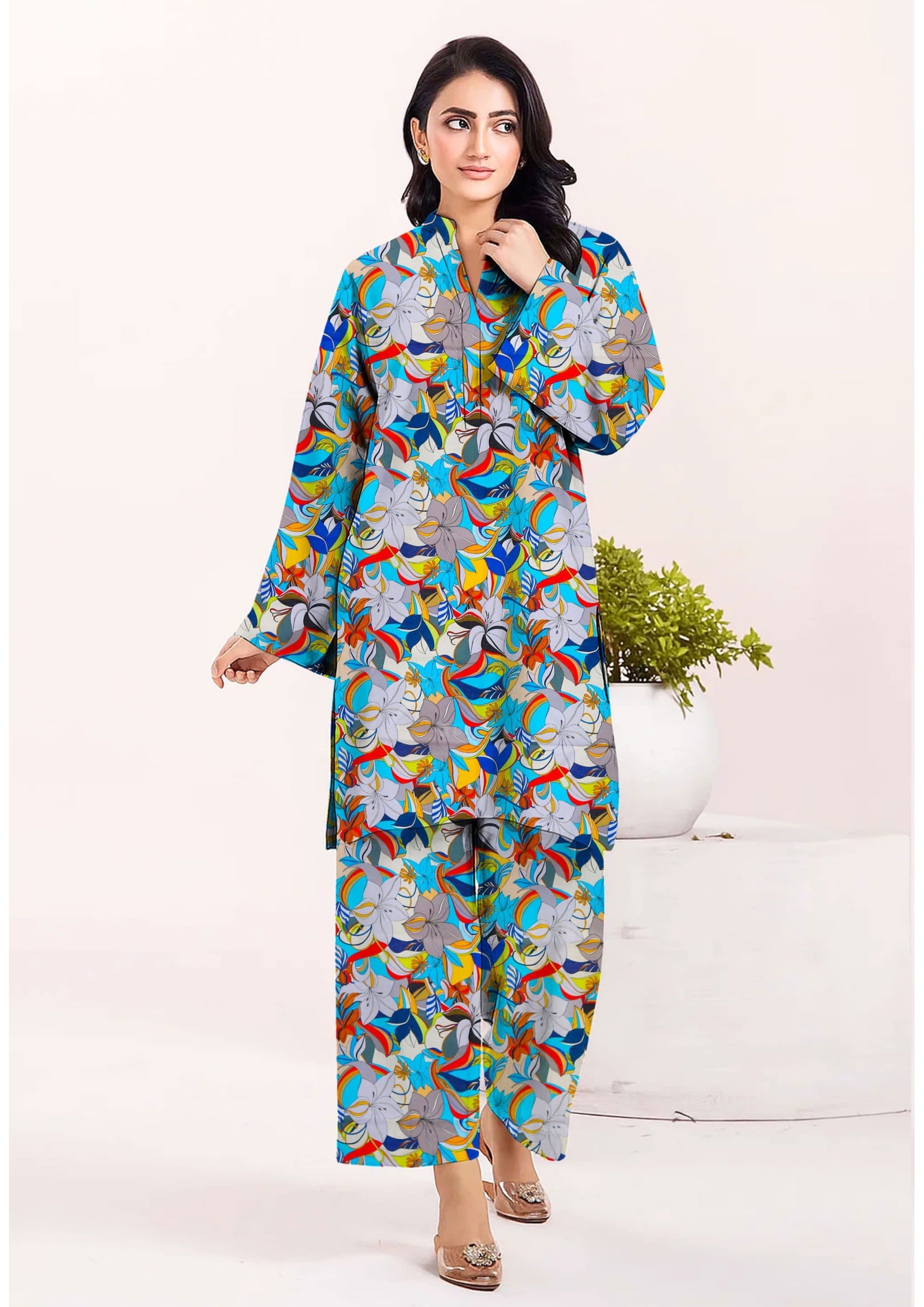 2PC Grid Cambric Cotton RT-GC-21