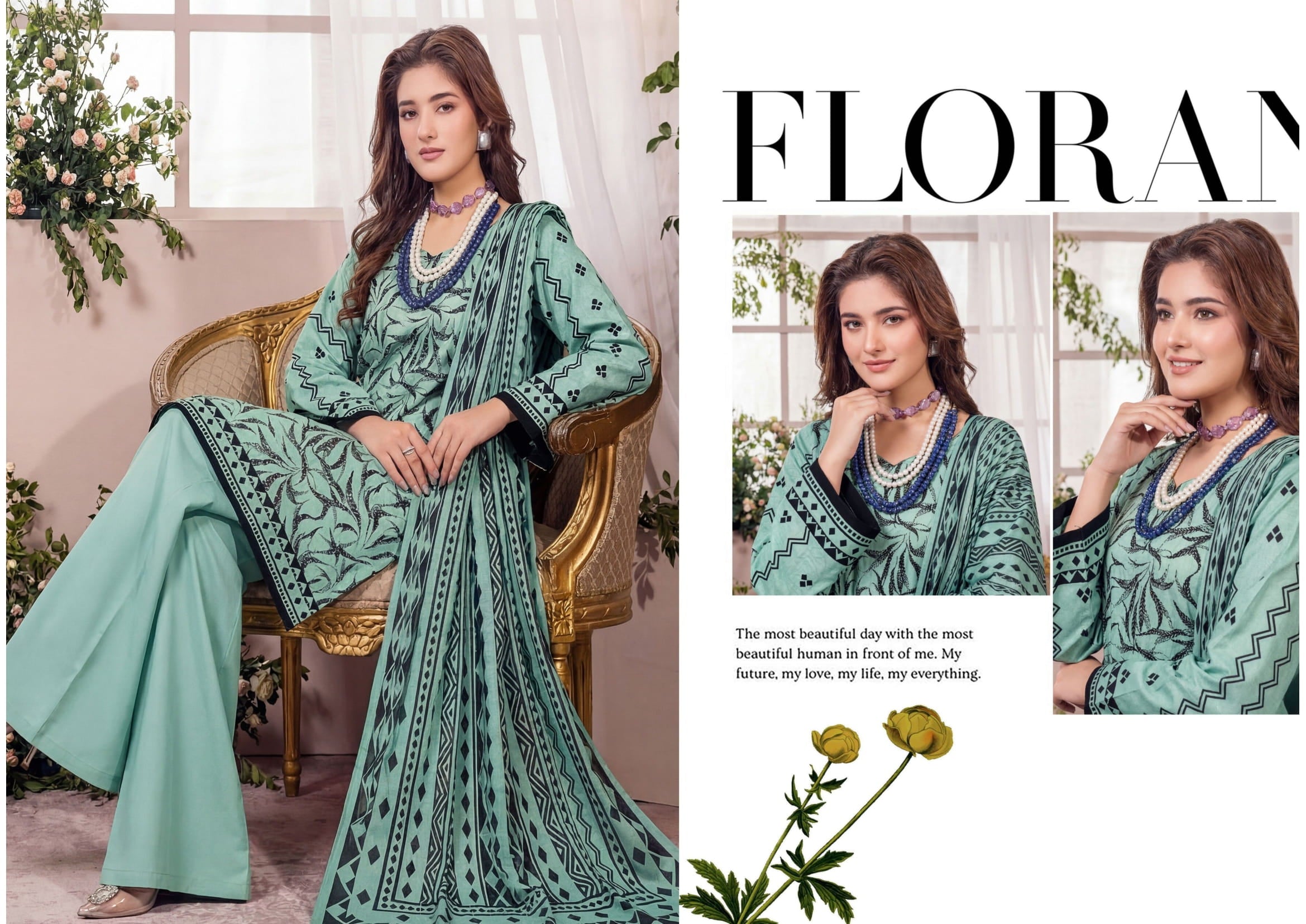 3PC UN-STITCHED LAWN RCL-07