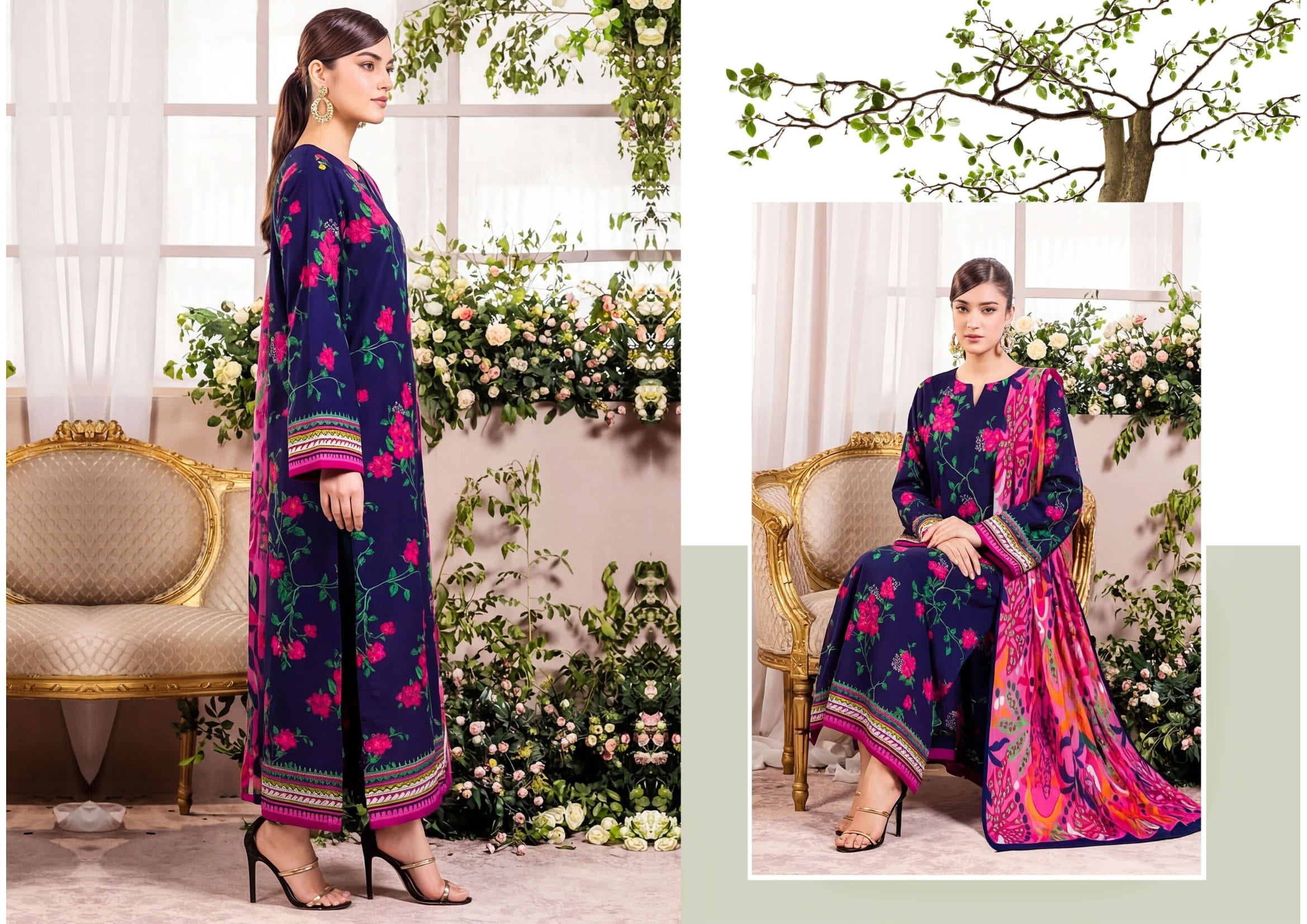 3PC UN-STITCHED LAWN RCL-10