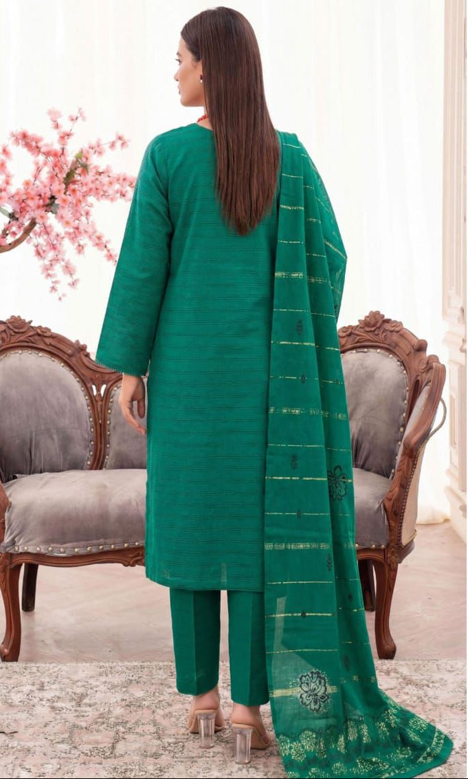 3PC UN-STITCHED JACQUARD LAWN RJL-10