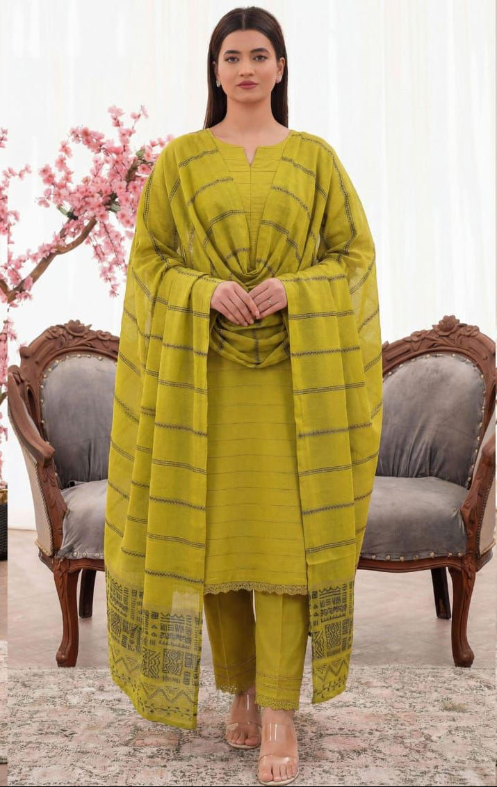 3PC UN-STITCHED JACQUARD LAWN RJL-1