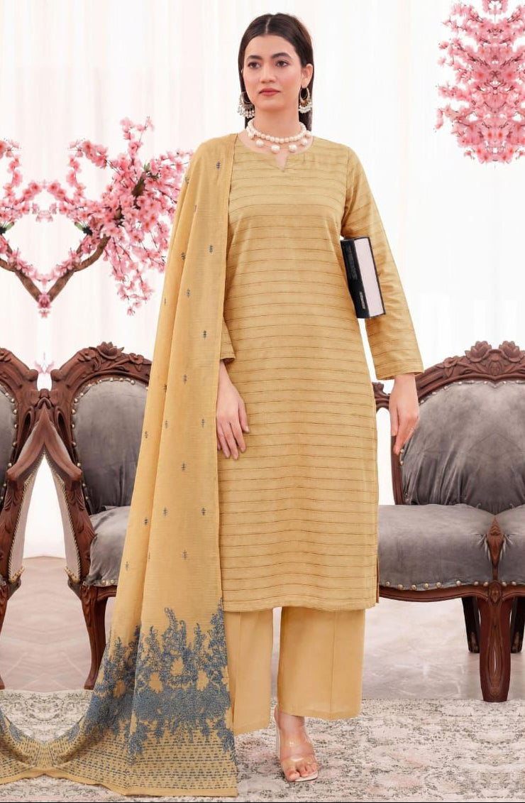 3PC UN-STITCHED JACQUARD LAWN RJL-8