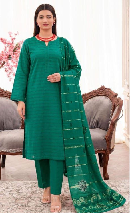 3PC UN-STITCHED JACQUARD LAWN RJL-10