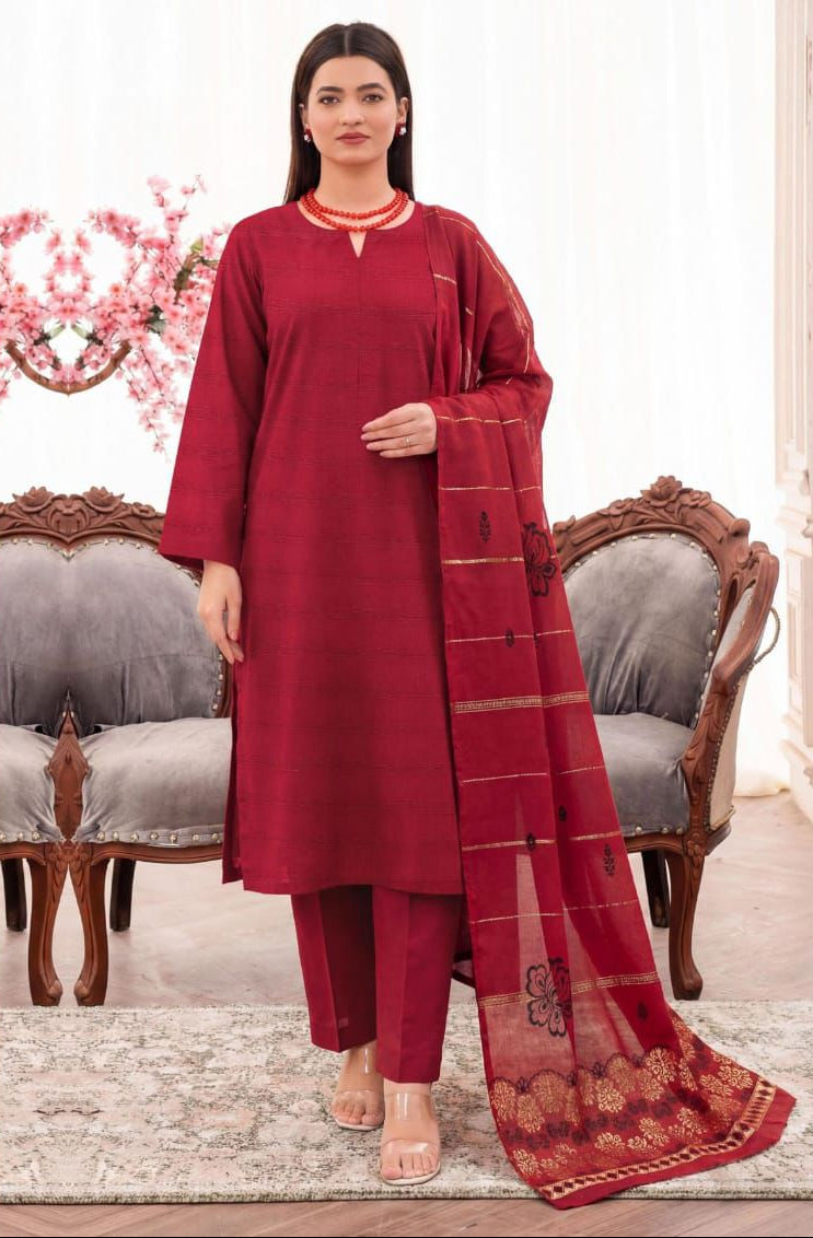 3PC UN-STITCHED JACQUARD LAWN RJL-2