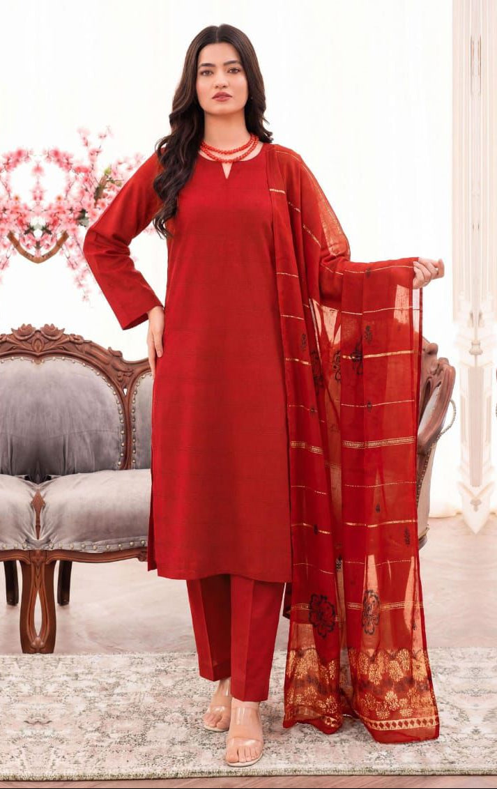 3PC UN-STITCHED JACQUARD LAWN RJL-4
