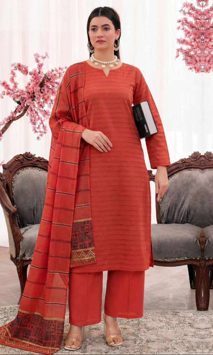 3PC UN-STITCHED JACQUARD LAWN RJL-9