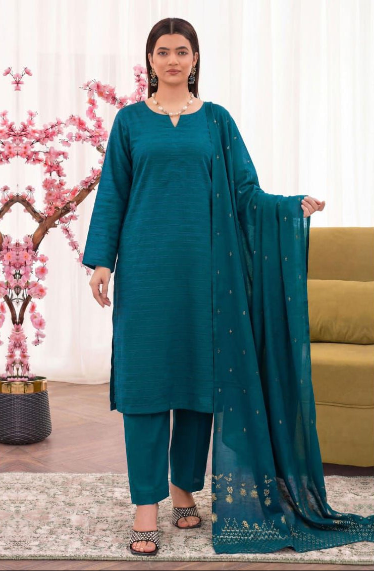 3PC UN-STITCHED JACQUARD LAWN RJL-7