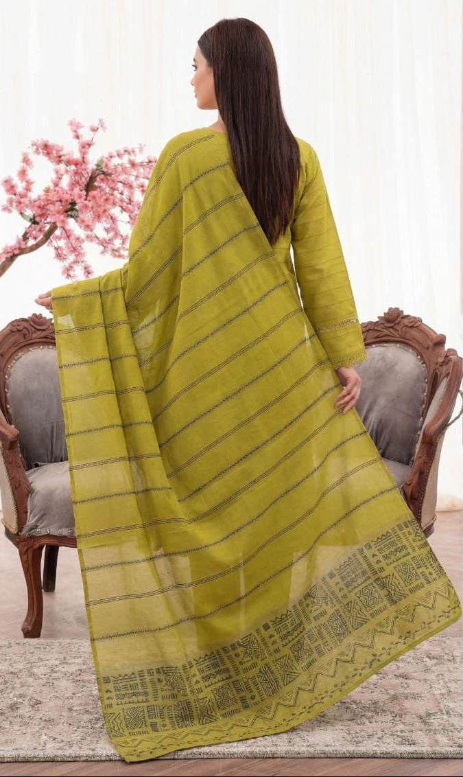 3PC UN-STITCHED JACQUARD LAWN RJL-1