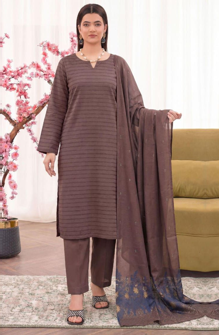 3PC UN-STITCHED JACQUARD LAWN RJL-6