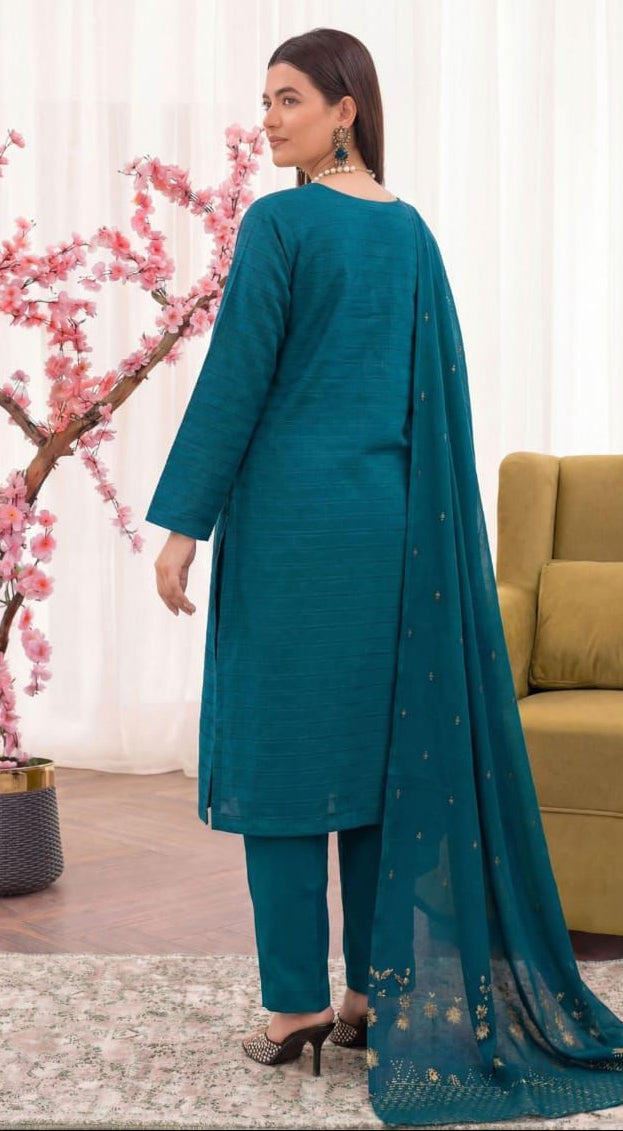 3PC UN-STITCHED JACQUARD LAWN RJL-7