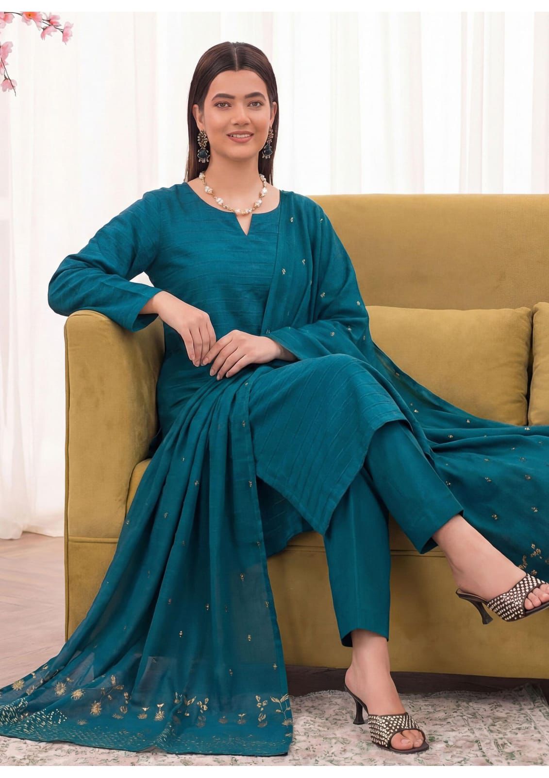 3PC UN-STITCHED JACQUARD LAWN RJL-7