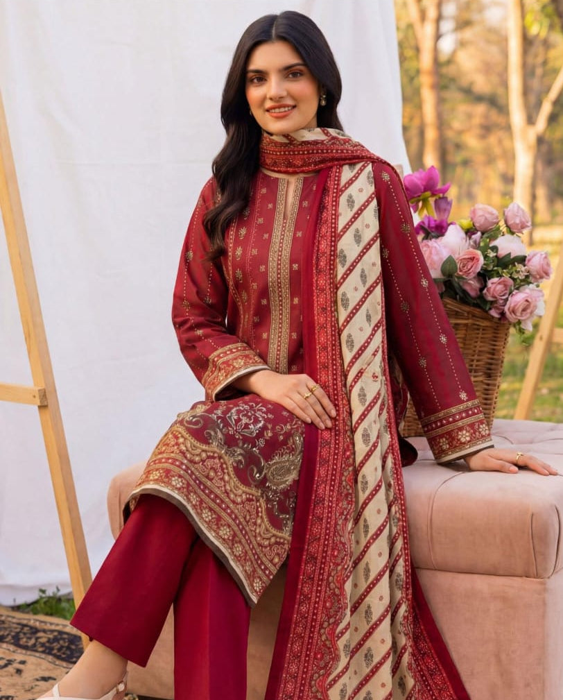 3PC UN-STITCHED LAWN RCL-38