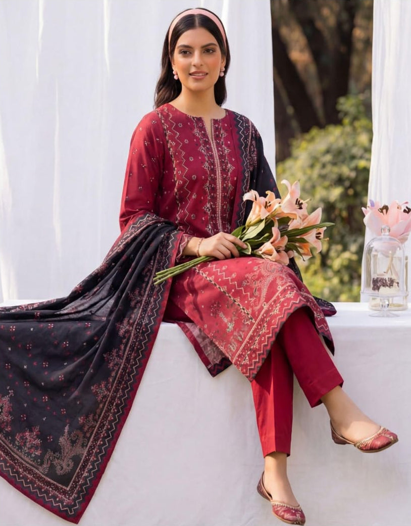 3PC UN-STITCHED LAWN RCL-36