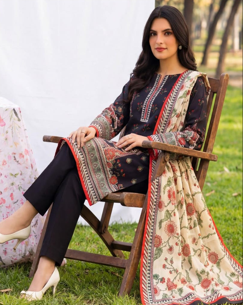 3PC UN-STITCHED LAWN RCL-34