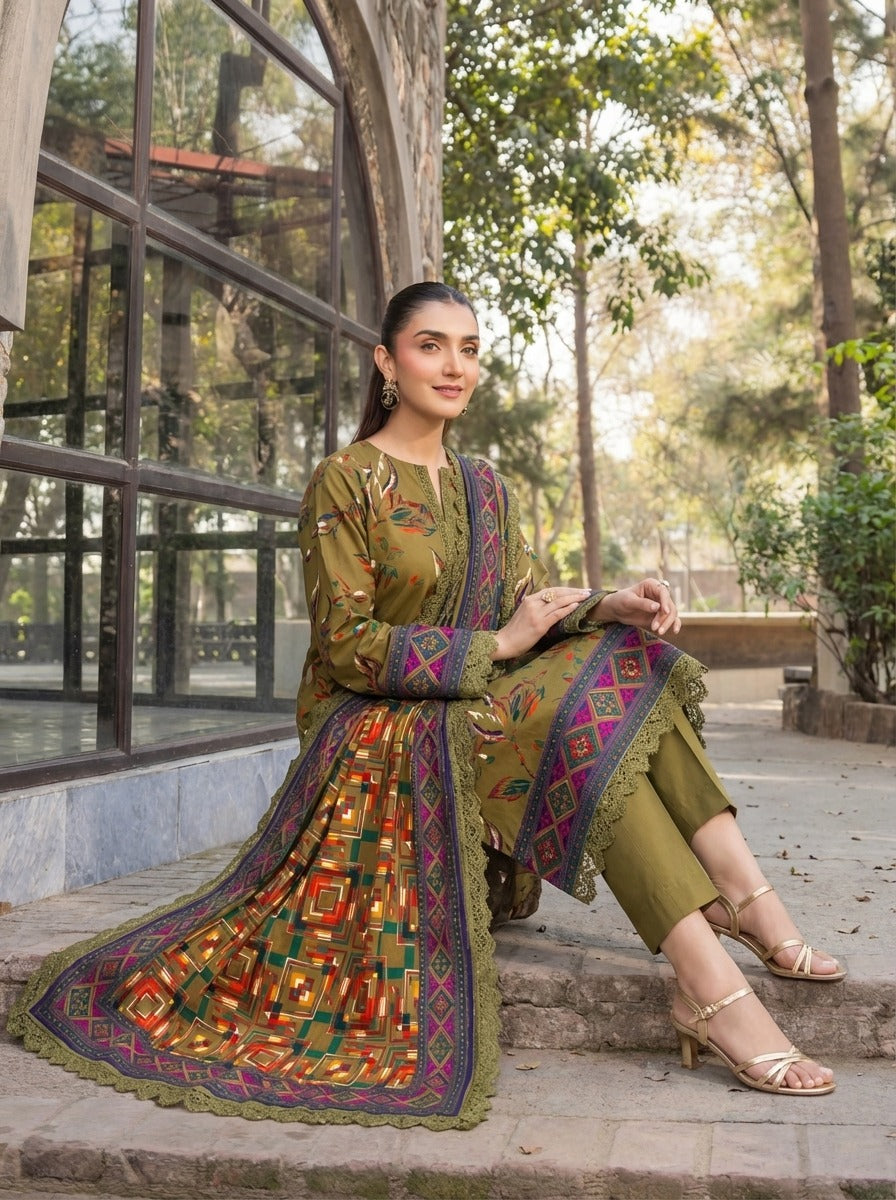 3PC UN-STITCHED LAWN RCL-59