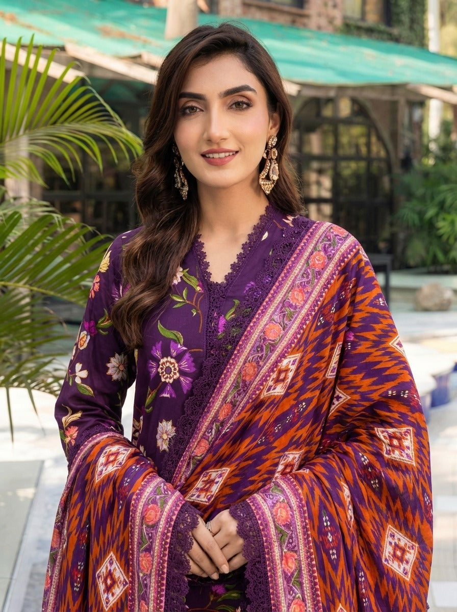 3PC UN-STITCHED LAWN RCL-58