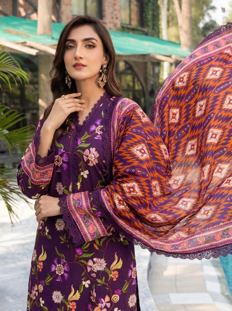 3PC UN-STITCHED LAWN RCL-58