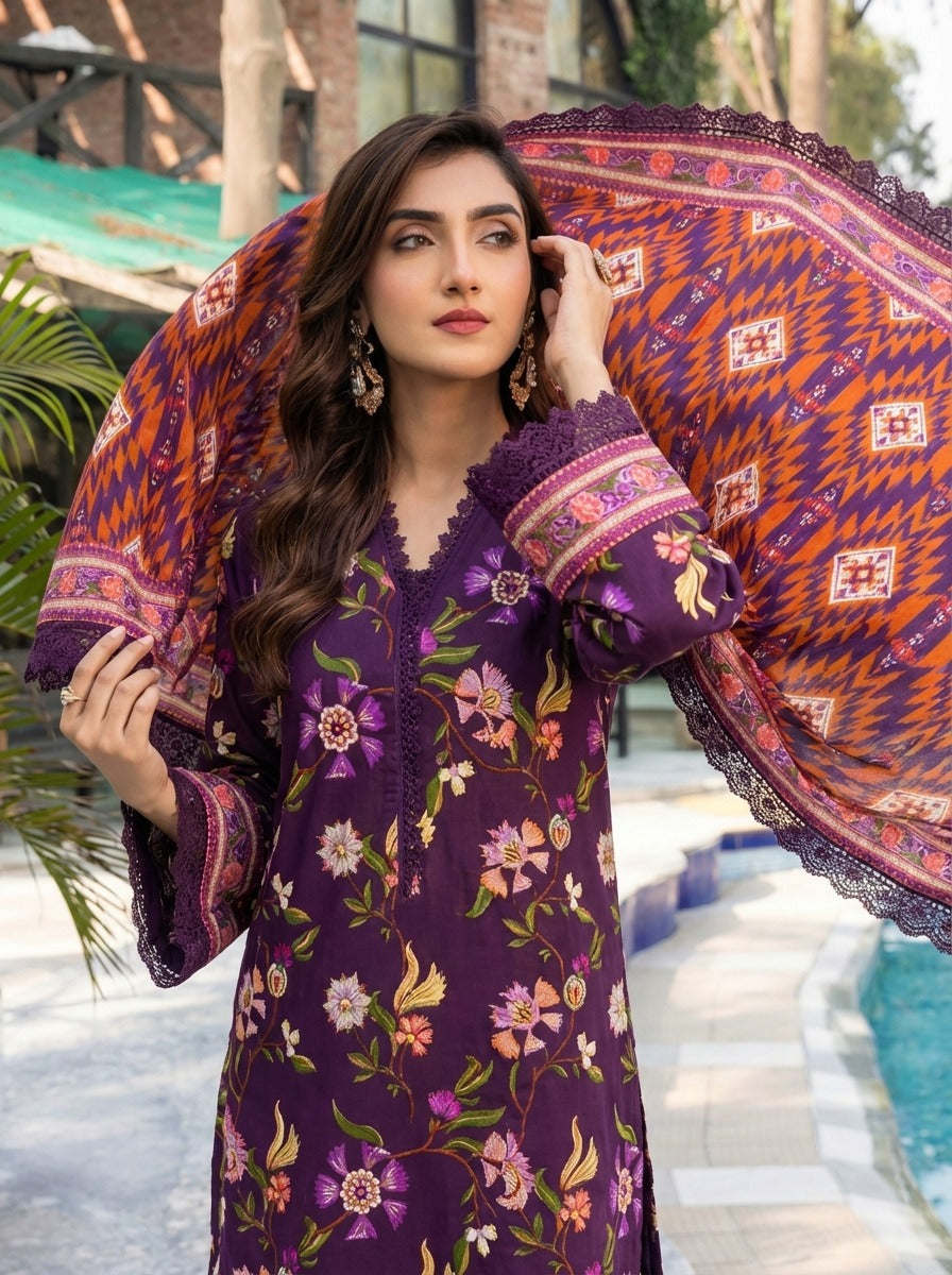 3PC UN-STITCHED LAWN RCL-58